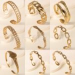Classic Chain Design 24K Gold PVD Stainless Steel Titanium Women's Bangle