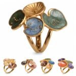 Creative Leaf Design Epoxy Resin Stainless Steel Women's Ring