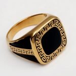 Retro Gold - tone Greek Key Ring, A Must - have for Fashionistas | G002104 - Image 2
