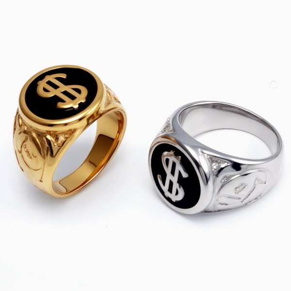 Dollar Sign Stainless Steel Ring - Edgy Streetwear for Men & Women  | DZ219