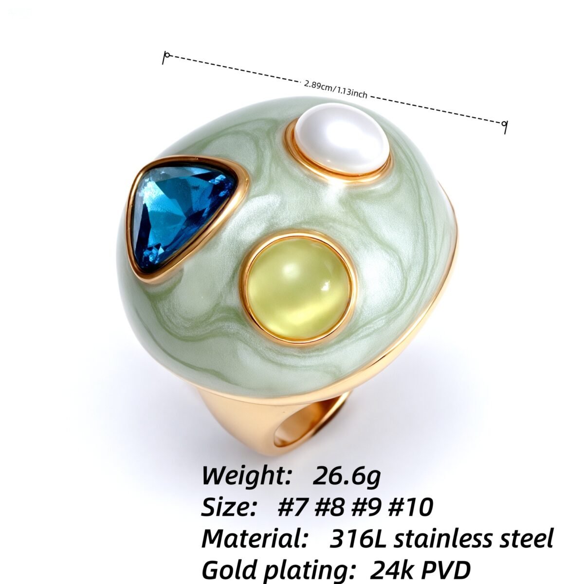 Gold - Inlaid Multicolored Gemstone Texture Ring - Stylish and Personalized Jewelry | G00456JLV - Image 4