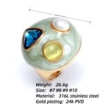 Gold - Inlaid Multicolored Gemstone Texture Ring - Stylish and Personalized Jewelry | G00456JLV - Image 4
