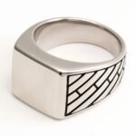 Silver - Black Geometric Square Ring - Minimalist and Stylish Jewelry | G002497 - Image 2