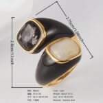 24K Gold-Plated Stainless Steel Square Gemstone Minimalist Luxury Women's Ring - Image 4