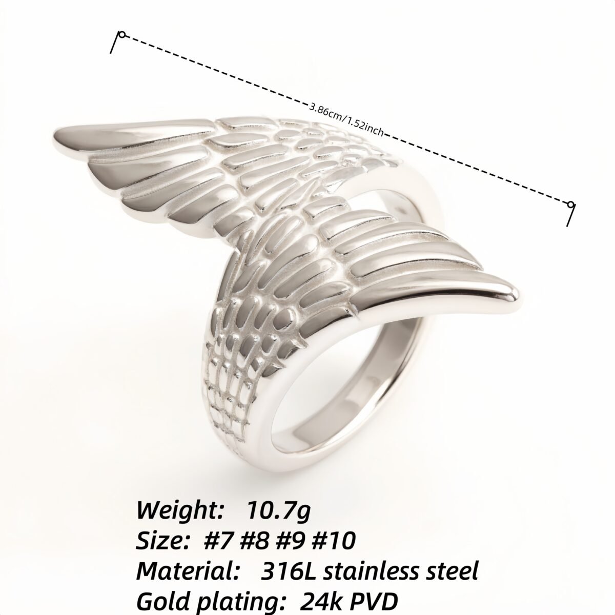 Gold/Silver Wing Ring - Stylish and Trendy Statement Jewelry | N001007 - Image 4