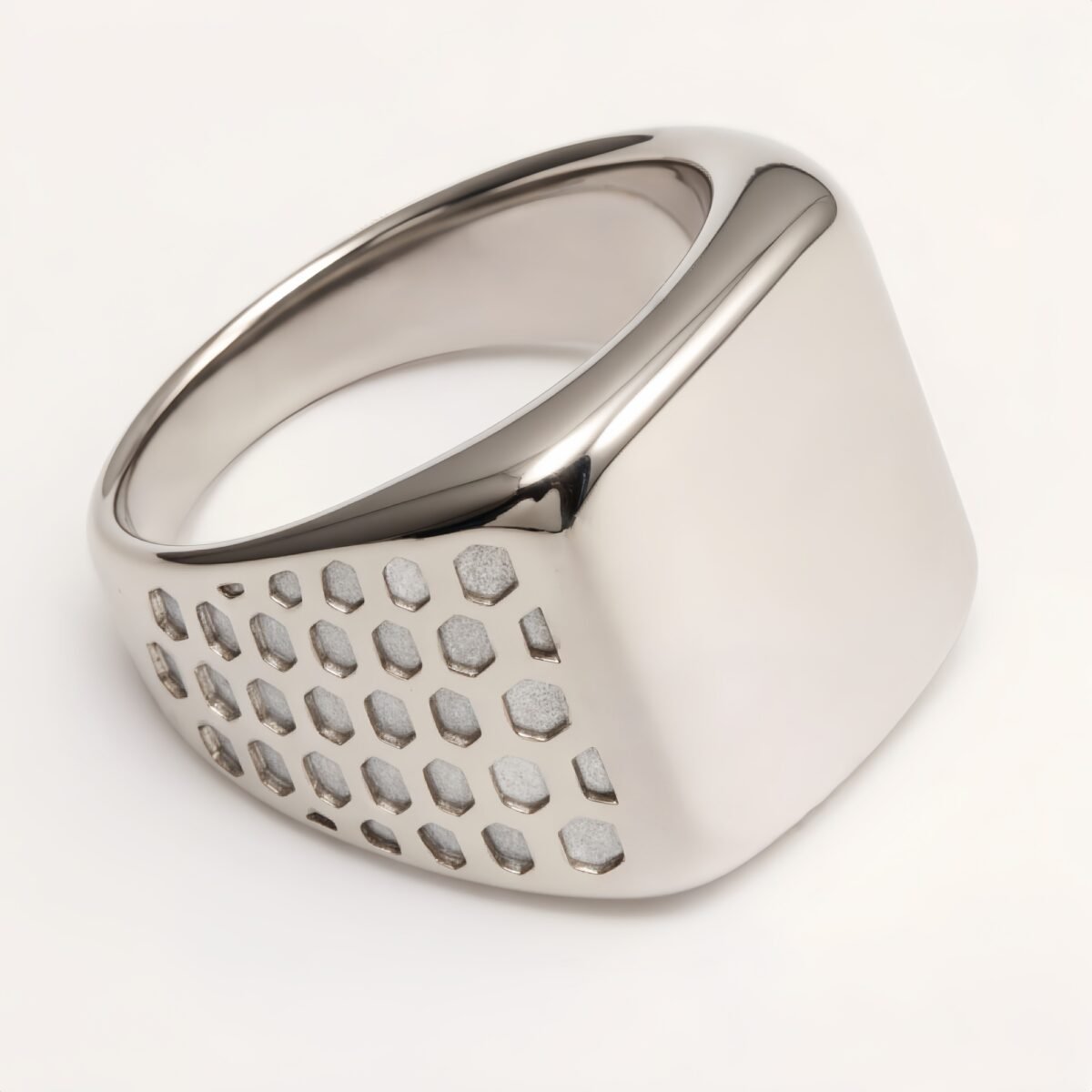 Classic Polished Silver Square Ring - Daily Versatile Plain Band | DZ1111G - Image 2