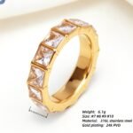 Gold - Inlaid Square Clear - Diamond Ring - Stylish and Luxurious Jewelry | N001999JB - Image 5