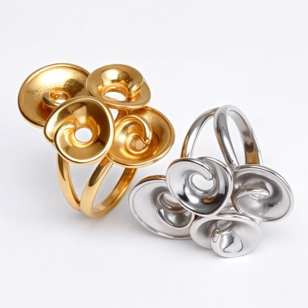 Metal Artistic Flower Ring - Trendy and Elegant Unisex Accessory | G004482