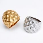 Metallic Texture Diamond - Pattern Ring - Trendy and Versatile Unisex Accessory | G003671