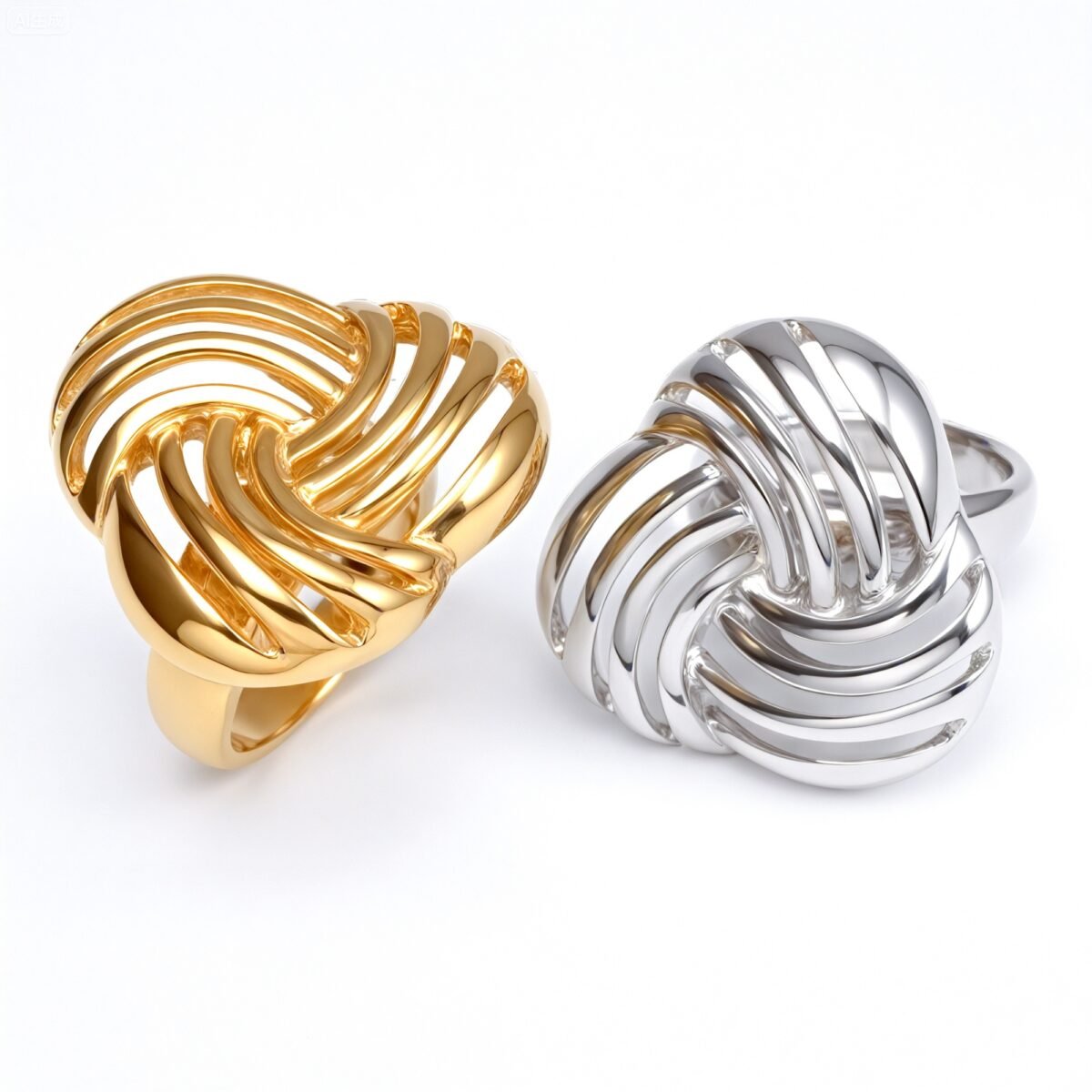 Metallic Texture Braided Knot Ring - Trendy and Versatile Unisex Accessory | G00344 - Image 1
