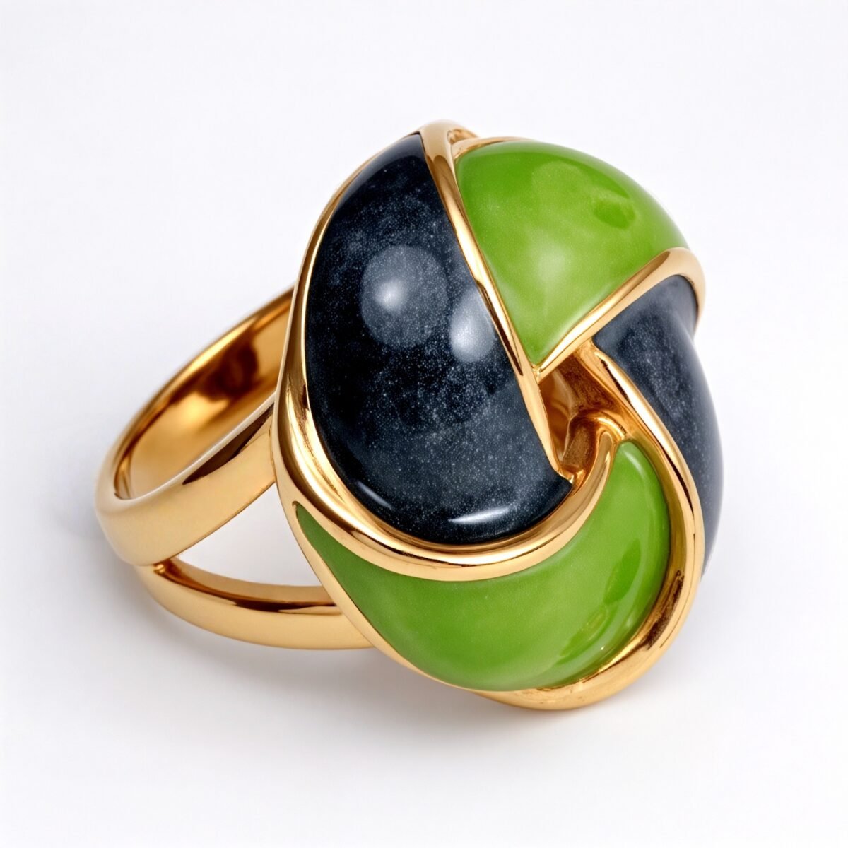 Gold - Framed Braided Colorful Gem Ring - Stylish and Personalized Jewelry | G004512JHU - Image 3