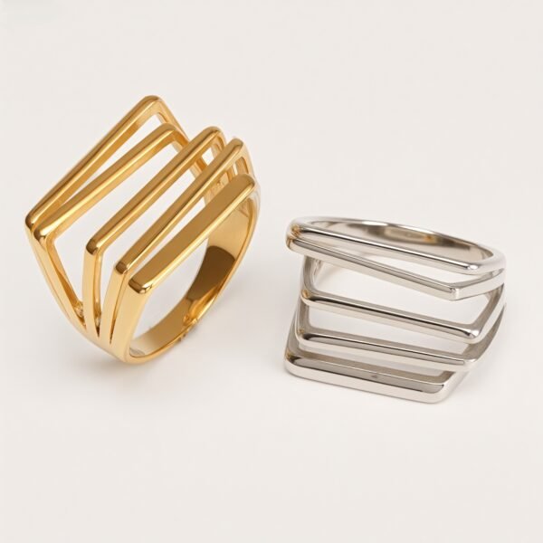 Gold/Silver Multi - Layered Line Ring - Minimalist and Stylish Jewelry | G005583