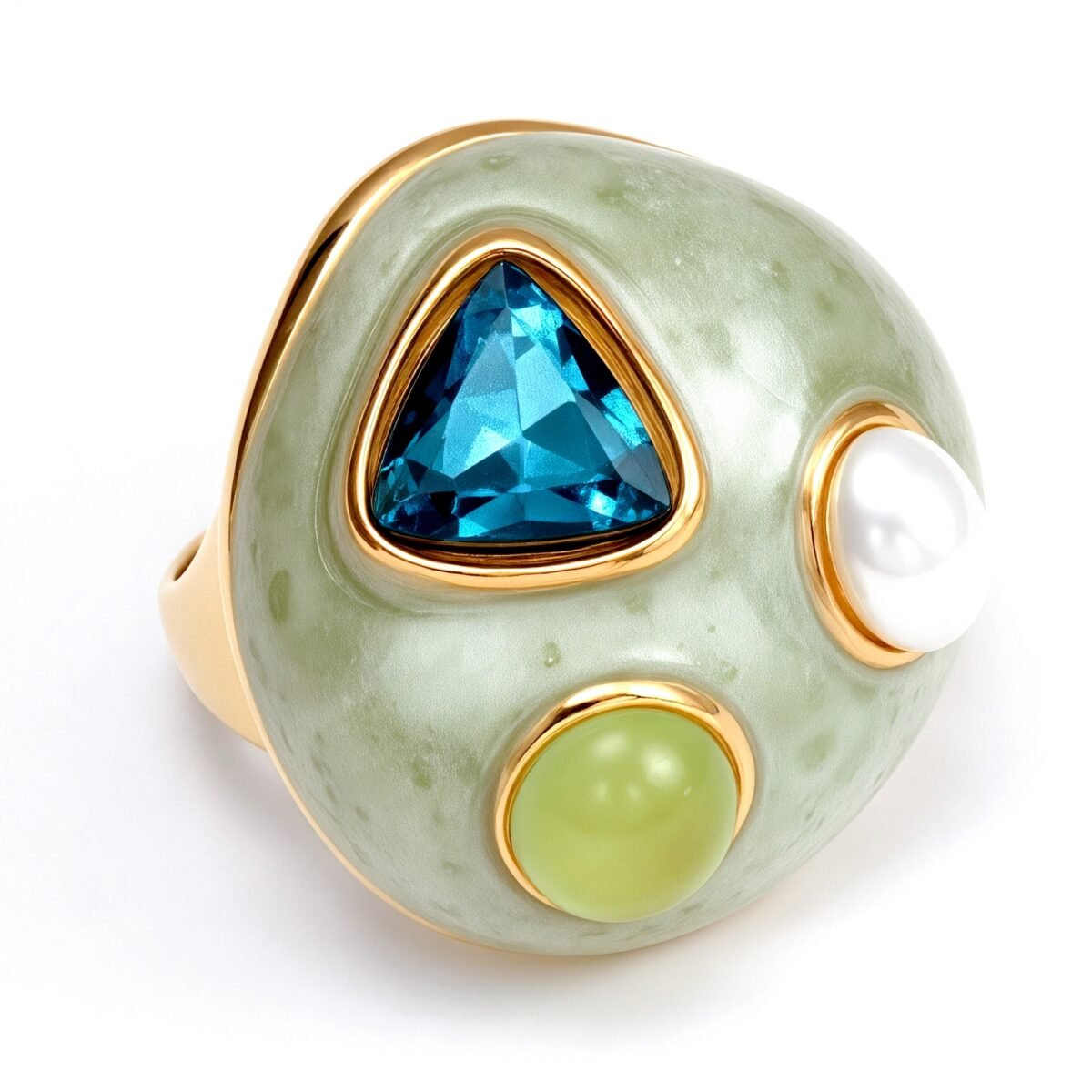 Gold - Inlaid Multicolored Gemstone Texture Ring - Stylish and Personalized Jewelry | G00456JLV - Image 2