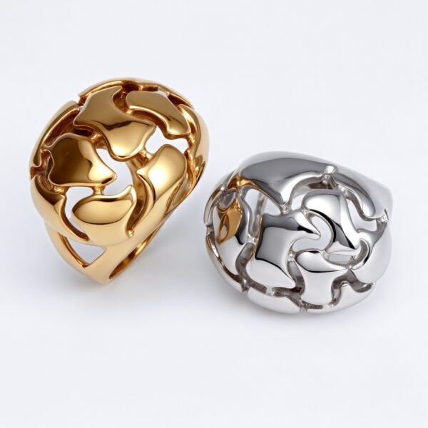 Metallic Texture Hollow - Out Ring - Trendy and Versatile Unisex Accessory | ML0123