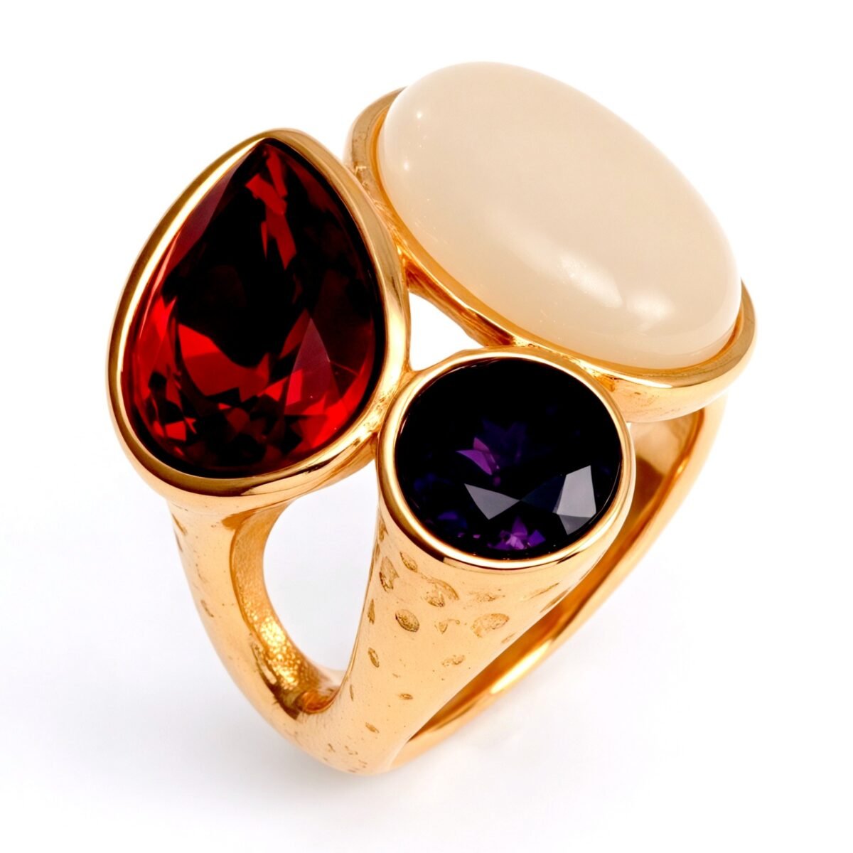 Gold - Inlaid Multicolored Gemstone Ring - Stylish and Personalized Jewelry | K002962JHOZ - Image 1