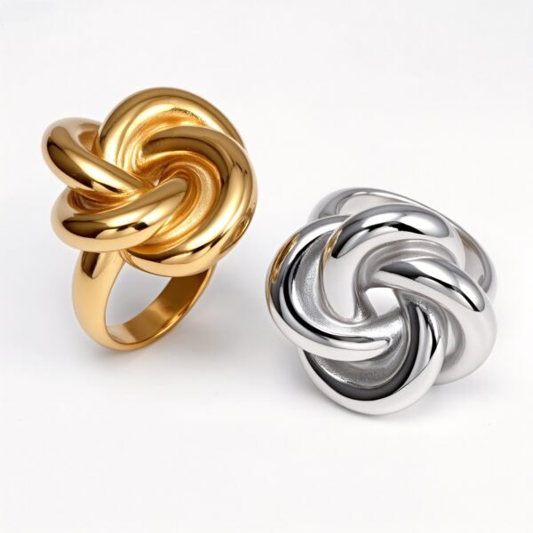 Fashionable Gold/Silver Knot Ring - Eye - Catching Accessory for Stylish Outfits | G004581