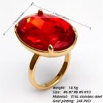 Gold - Inlaid Multicolored Oval Gemstone Ring - Stylish and Personalized Jewelry | N001646JLV - Image 23