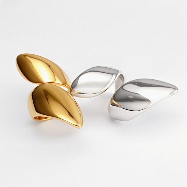 Gold/Silver Leaf - Shaped Open Ring - Natural and Stylish Jewelry | G005092