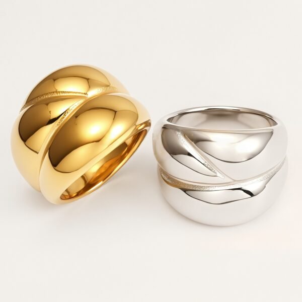 Metallic Texture Geometric Ring - Trendy and Versatile Unisex Accessory | G00331