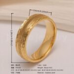 24K Gold-Plating Stainless Steel Minimalist Textured Trendy Men's Waterproof Ring  6MM - Image 8