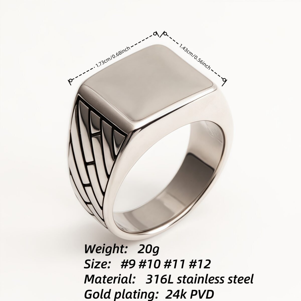 Silver - Black Geometric Square Ring - Minimalist and Stylish Jewelry | G002497 - Image 4