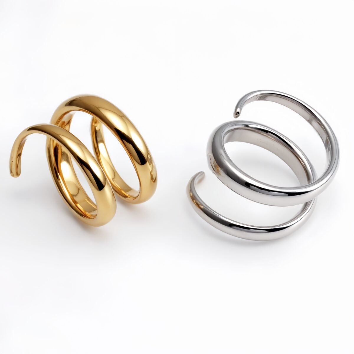 Stainless Steel Spiral Open Ring, Individual and Trendy Fashion Finger Ring | G002230 - Image 1