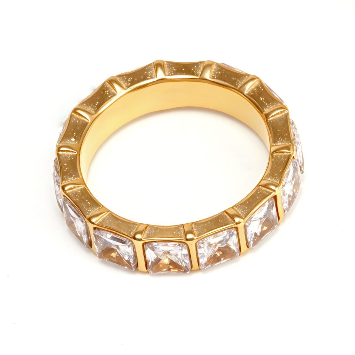Gold - Inlaid Square Clear - Diamond Ring - Stylish and Luxurious Jewelry | N001999JB - Image 6
