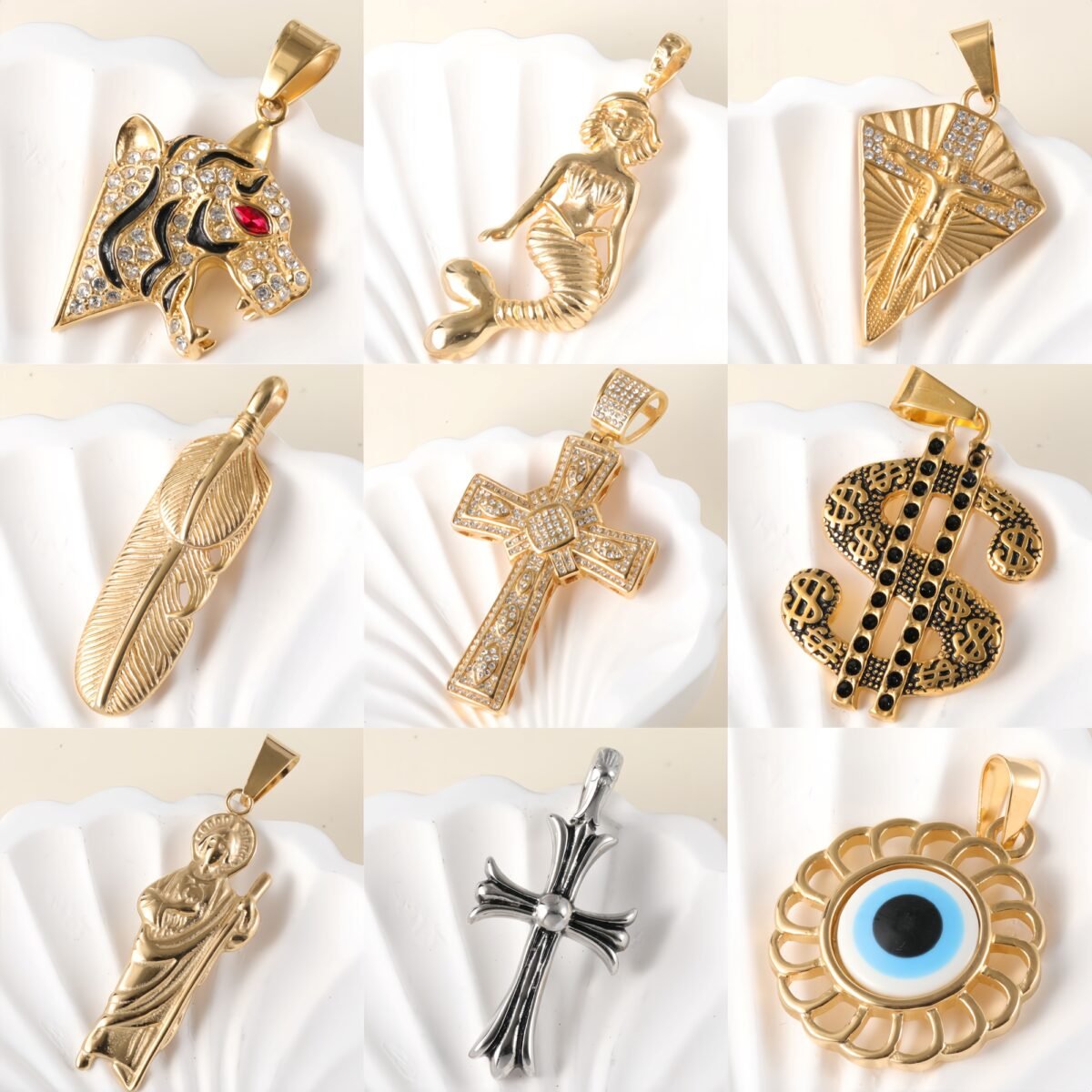 24K gold-plated stainless steel pendant, non-allergenic and non-fading Series One - Image 1