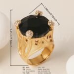 24K Gold-Plating Stainless Steel Luxury Red & Black Crystal Statement Women's Waterproof Ring丨K003078 - Image 5