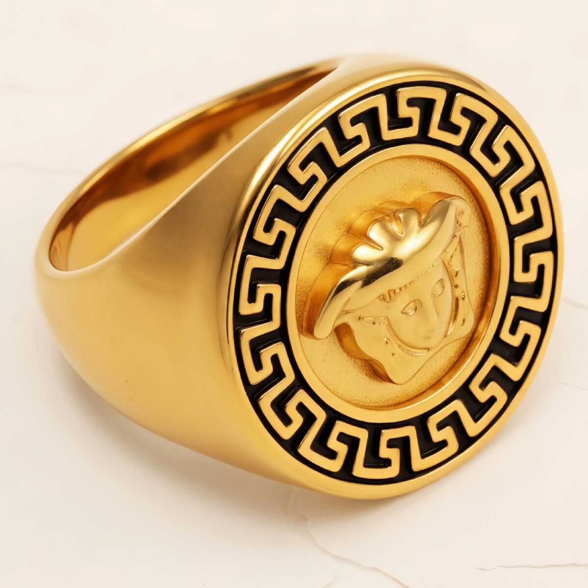 Geometric - bordered Lion - head Stainless Steel Ring - Personalized Jewelry for Men | DZ251 - Image 2