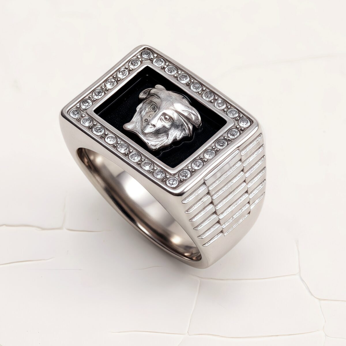 Classic Medusa Diamond - inlaid Gold/Silver Ring, Must - have Item for Fashionistas | DZ299 - Image 5
