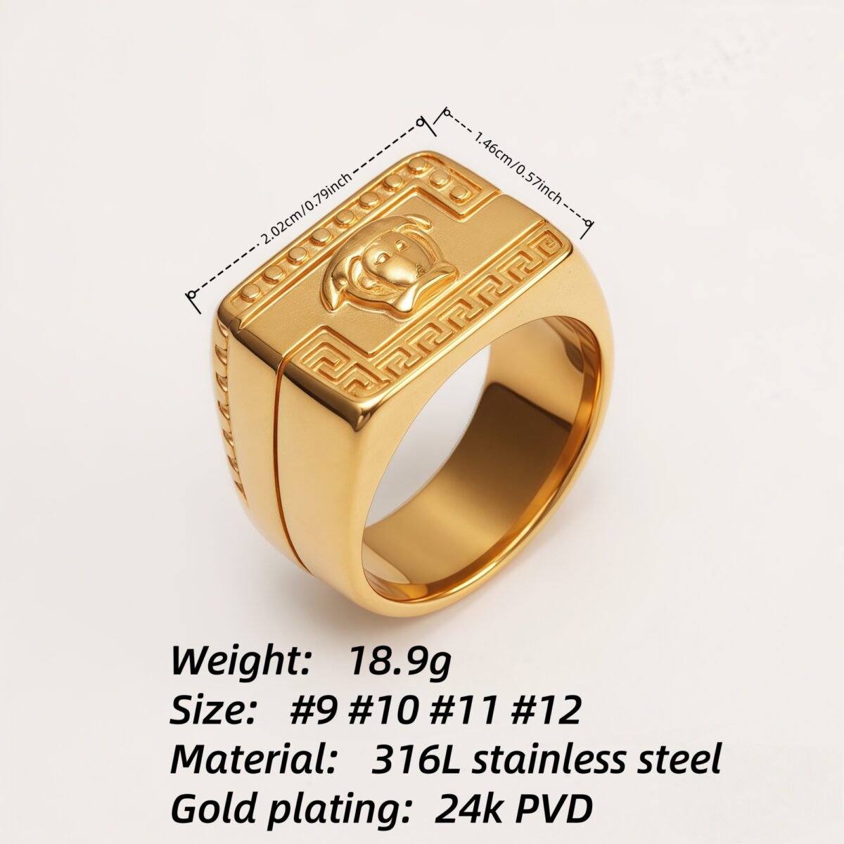 Men's Vintage Totem Two - Tone Stainless Steel Ring, Bold Statement Band | G00698 - Image 5
