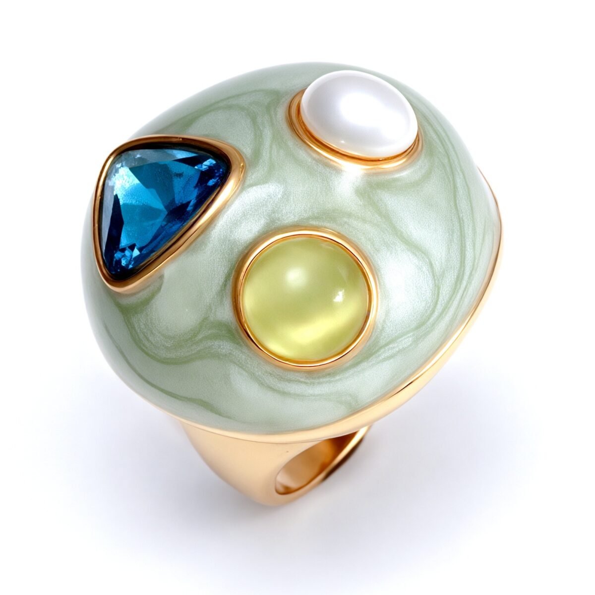 Gold - Inlaid Multicolored Gemstone Texture Ring - Stylish and Personalized Jewelry | G00456JLV - Image 1
