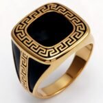 Retro Gold - tone Greek Key Ring, A Must - have for Fashionistas | G002104
