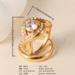 24K Gold-Plating Stainless Steel Luxury Crystal Wedding Waterproof Ring - Image 4