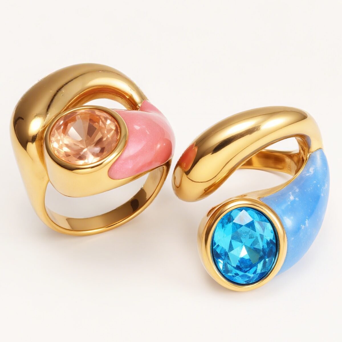 Twisted Design Enamel & Gem Stainless Steel Ring - Trendy Accessory | G004485 - Image 4