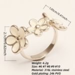 Fresh Flower - Shaped Stainless Steel Ring - Elegant Women's Accessory | N001465G-1 - Image 2