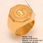 Classic Embossed Logo Octagonal Stainless Steel Ring - Trendy & Versatile Jewelry | G0034 - Image 2