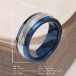 Stainless Steel Stylish Dual-tone Design Fashion Blue Men's Waterproof Ring - Image 4