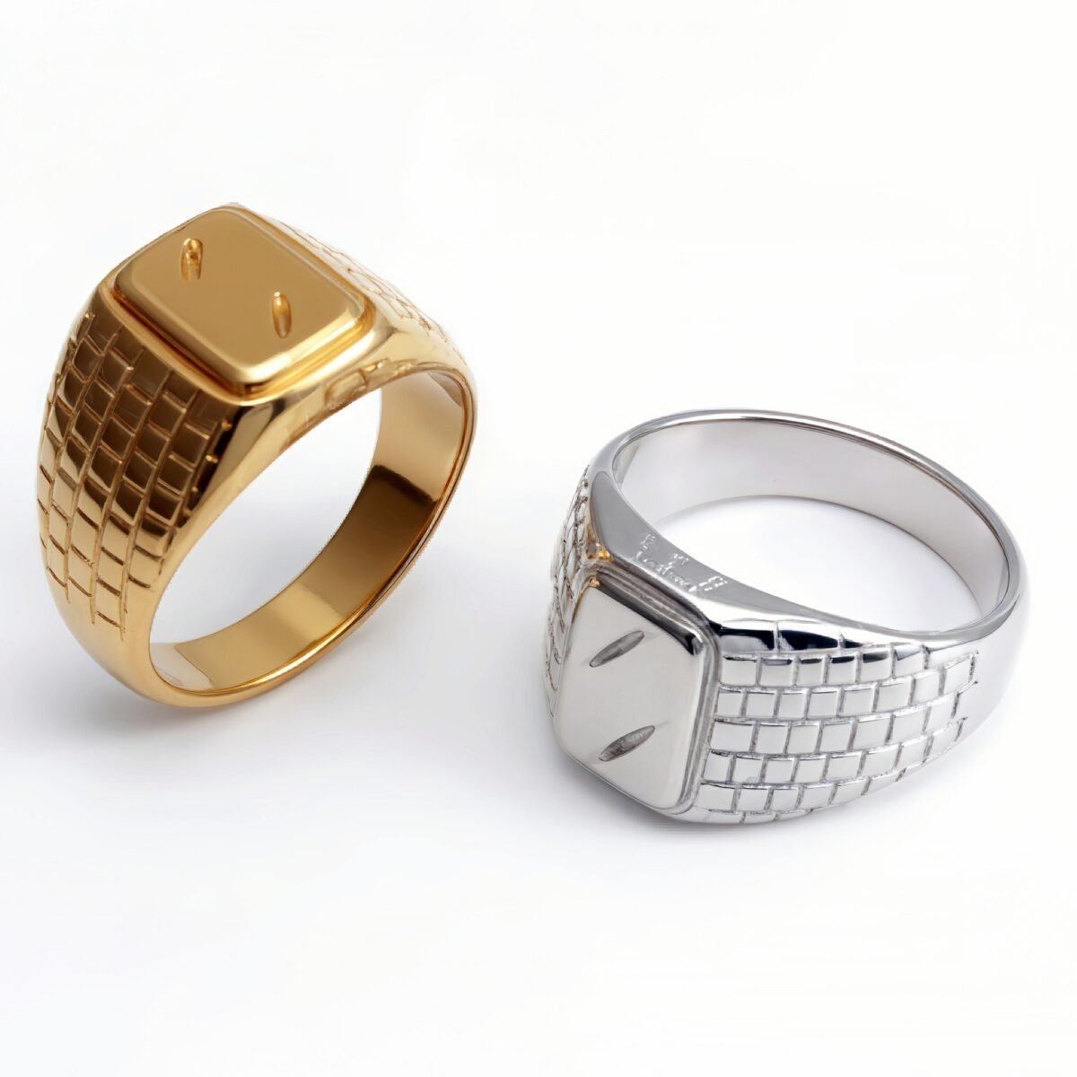 Geometric Woven Square Ring - Gold/Silver Trendy Outfit Piece | G003295 - Image 1