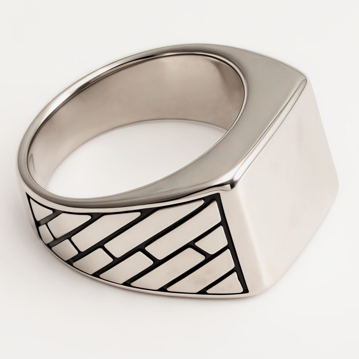 Silver - Black Geometric Square Ring - Minimalist and Stylish Jewelry | G002497 - Image 3