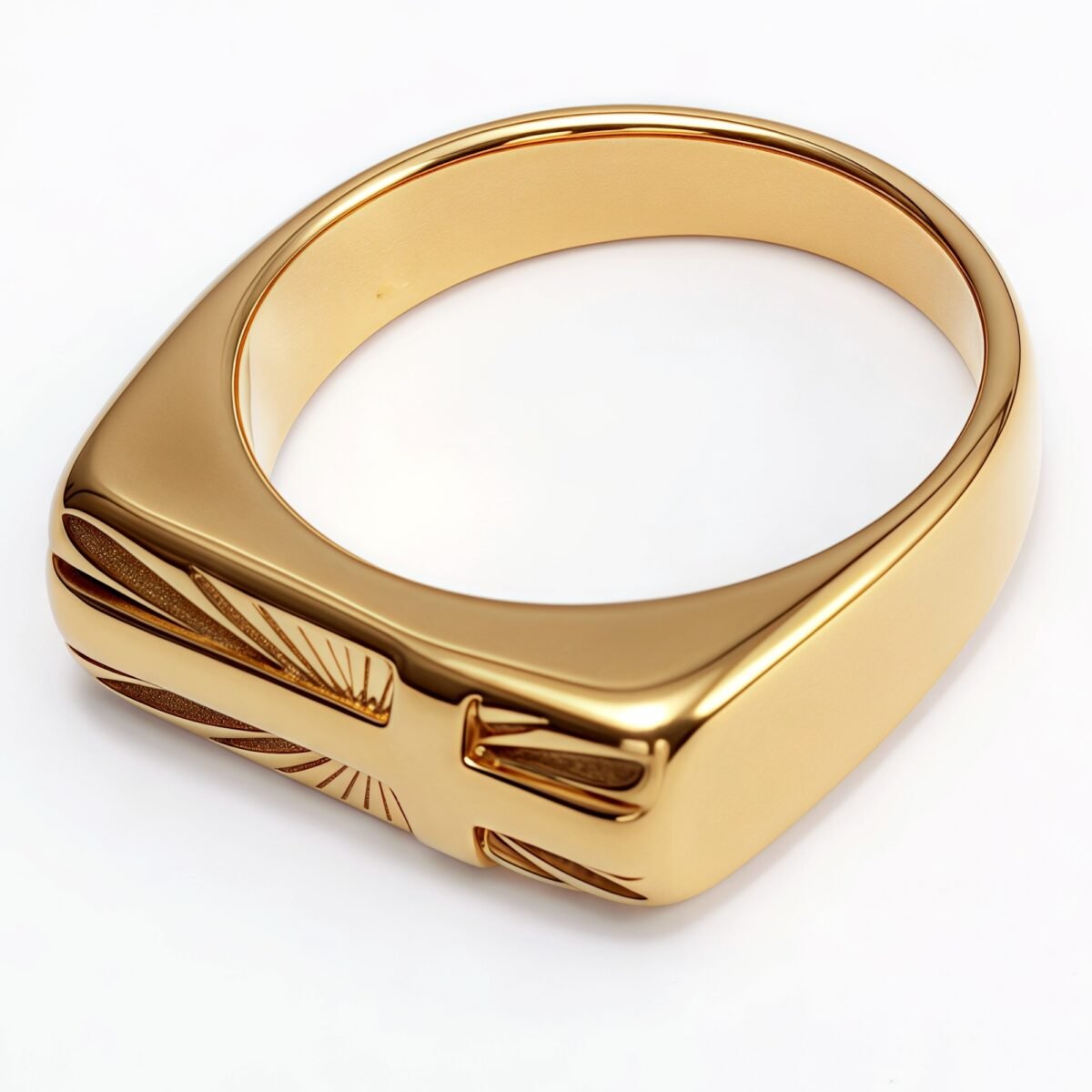 Gold Embossed Cross Ring, Stylish and Personalized Trendy Accessory | G003350 - Image 2