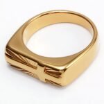 Gold Embossed Cross Ring, Stylish and Personalized Trendy Accessory | G003350 - Image 2