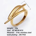 Gold - Silver Bicolor Crossed Streamline Ring, Stylish and Personalized Trendy Band | G004949 - Image 5