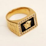 Classic Medusa Diamond - inlaid Gold/Silver Ring, Must - have Item for Fashionistas | DZ299 - Image 2