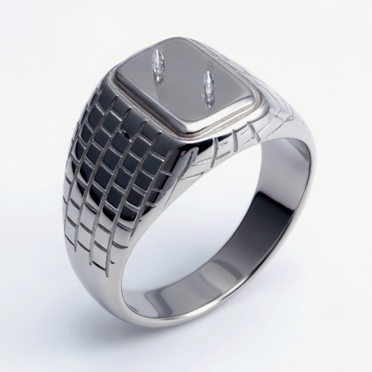 Geometric Woven Square Ring - Gold/Silver Trendy Outfit Piece | G003295 - Image 5