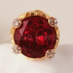 24K Gold-Plating Stainless Steel Luxury Red & Black Crystal Statement Women's Waterproof Ring丨K003078 - Image 4