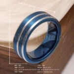 Stainless Steel Stylish Dual-tone Design Fashion Blue Men's Waterproof Ring - Image 12