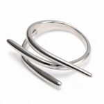 Gold - Silver Bicolor Crossed Streamline Ring, Stylish and Personalized Trendy Band | G004949 - Image 3