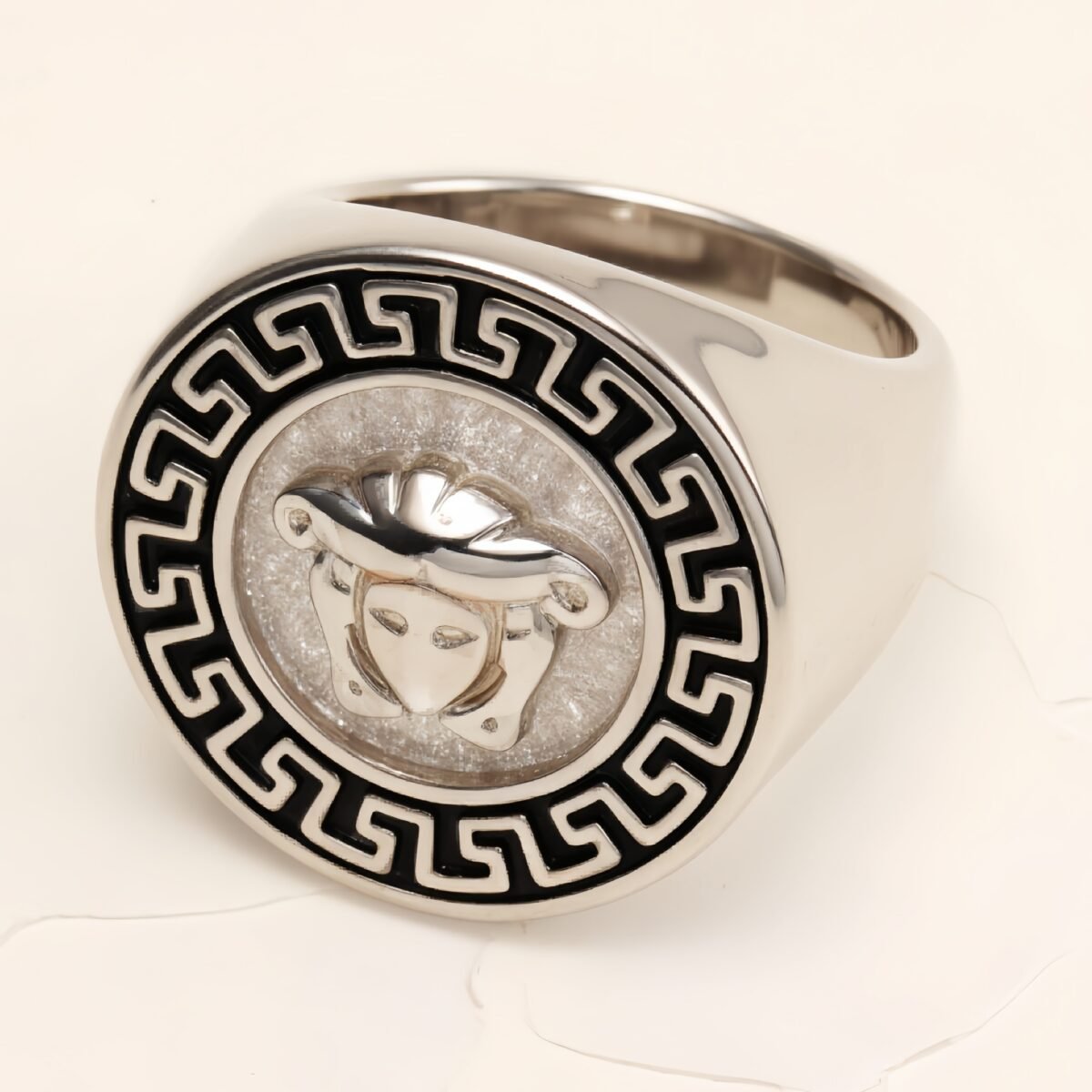 Geometric - bordered Lion - head Stainless Steel Ring - Personalized Jewelry for Men | DZ251 - Image 6